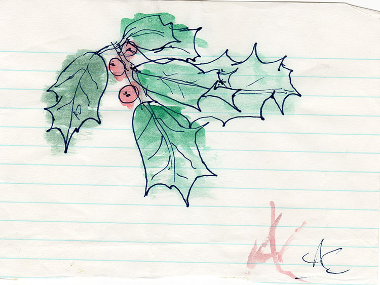 Holly-Leaf-watercolour-sketch-2-web